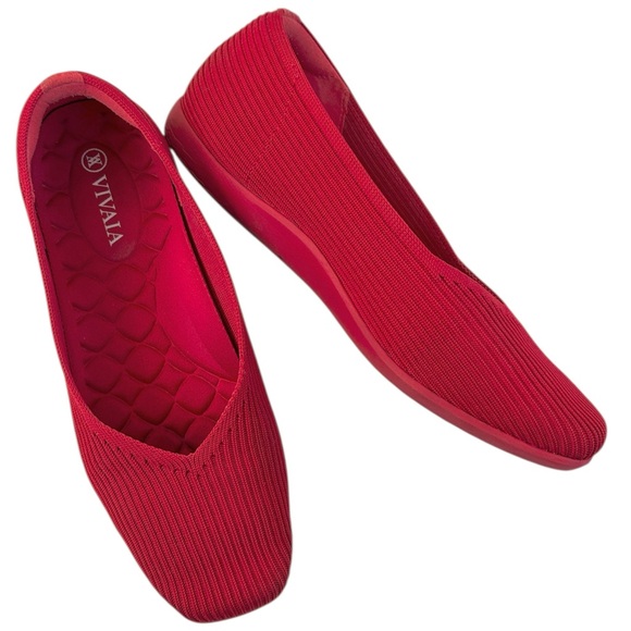 Vivaia Shoes - VIVAIA Margot Walker Square Toe V Cut Flats Red Size 5.5 - 6 Retail $139.00